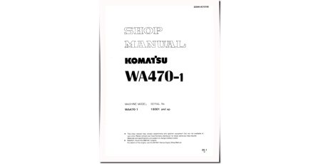 WA470-1 (SN from 10001) 4WD Wheeled Loaders (Japan) Workshop Manual (SEBMU4210106)