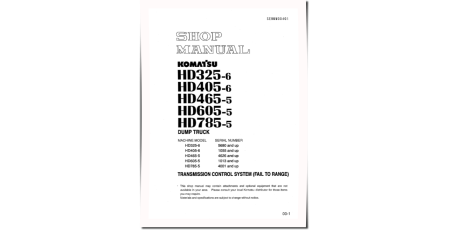HD325-6, HD405-6, HD465-5, HD605-5, HD785-5 Rigid Dump Truck Transmission Control System Workshop Manual (SEBMW00401)
