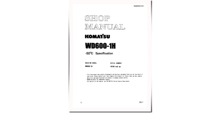 WD600-1 (SN from 10169) Wheeled Dozers (Japan) Workshop Manual (SEBMW01501)