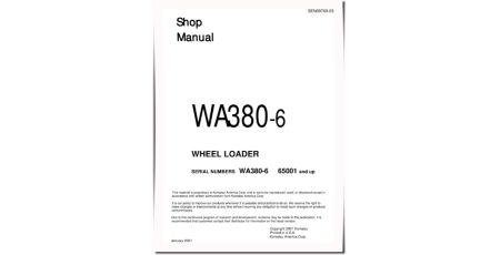WA380-6 (SN from 65001) 4WD Wheeled Loaders (Japan) Workshop Manual (SEN00769-03)