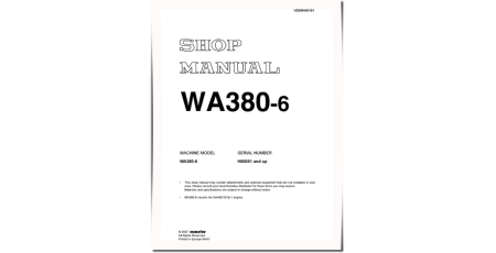 WA380-6 (SN from H60051) 4WD Wheeled Loaders (Europe) Workshop Manual (SEN01019)