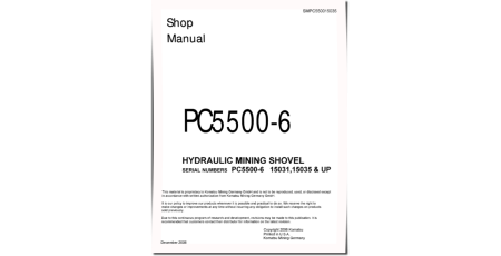 PC5500-6 (SN: 15031, 15035-) Crawler Excavators (Germany) Workshop Manual (SMPC550015035)