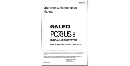 PC78US-6 (SN: 06501-07614) Crawler Excavators (Japan) Operate and Maintenance manual (TEN00004-00)
