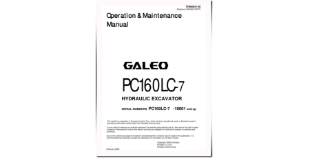 PC160LC-7 (SN: 10001-11000) Crawler Excavators (Japan) Operate and Maintenance manual (TEN00021-00D)