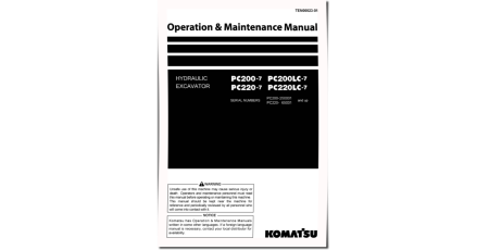PC200-7, PC200LC-7, PC220-7 and PC220LC-7 Crawler Excavators (Japan) Operate and Maintenance manual (TEN00023-01)