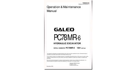 PC78MR-6 (SN: 01001-01506) Crawler Excavators (Japan) Operate and Maintenance manual (TEN00032-00)