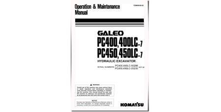 PC400(LC)-7 (SN:50288-52024), PC450(LC)-7 (SN:20235-20841) Crawler Excavators Operate and Maintenance manual (TEN00039-03)