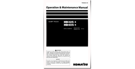 HD325-6 (SN: 06370-06999) and HD405-6 (SN from 02178) Rigid Dump Trucks (Japan) Operate and Maintenance manual (TEN00041-05)