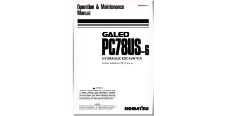 PC78US-6 (SN: 07615-11048) Crawler Excavators (Japan) Operate and Maintenance manual (TEN00072-01)