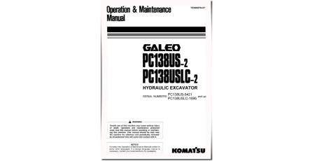 PC138US-2 (SN: 05421-), PC138USLC-2 (SN: 01695-) Crawler Excavators (Japan) Operate and Maintenance manual (TEN00076-01)