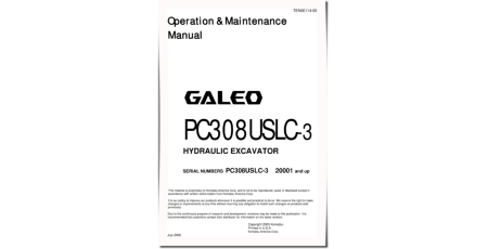 PC308USLC-3 (SN from 20001) Crawler Excavators (Japan) Operate and Maintenance manual (TEN00114-00)