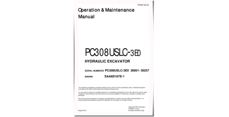 PC308USLC-3 (SN: A30001-30257) Crawler Excavators (Japan) Operate and Maintenance manual (TEN00145-04)