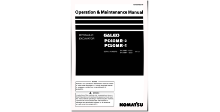 PC40MR-2 (SN from 11933), PC50MR-2 (SN from 08550) Crawler Excavators (Japan) Operate and Maintenance manual (TEN00193-00)