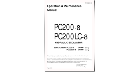 PC200-8 and PC200LC-8 (SN from C60001) Crawler Excavators Operate and Maintenance manual (TEN00205-00)