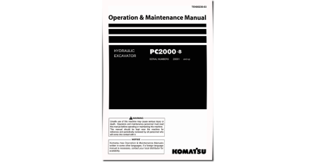 PC2000-8 (SN: 20001-20149) Crawler Excavators (Japan) Operate and Maintenance manual (TEN00236-03)
