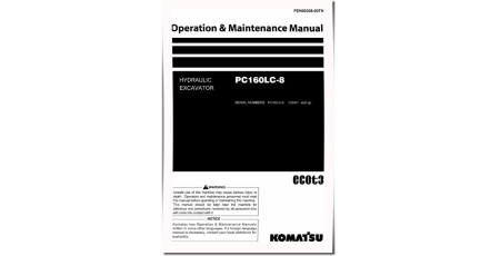 PC160LC-8 (SN from C20001) Crawler Excavators (Thailand) Operate and Maintenance manual (TEN00308-00TH)