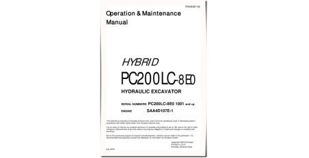 PC200LC-8E0 (SN from 01001) Hybrid Excavators (Japan) Operate and Maintenance manual (TEN00387-00)