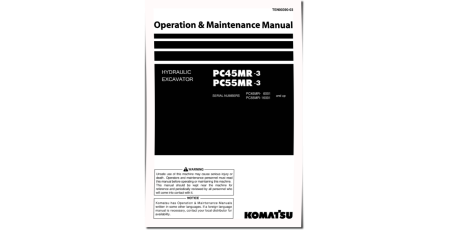 PC45MR-3 (SN:06001-06200), PC55MR-3 (SN:16001-16500) Crawler Excavators (Japan) Operate and Maintenance manual (TEN00390-03)
