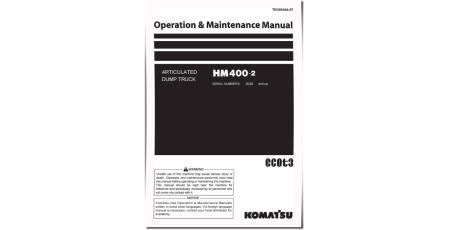HM400-2 (SN: 02638-03000) Articulated Dump Trucks (Japan) Operate and Maintenance manual (TEN00444-07)