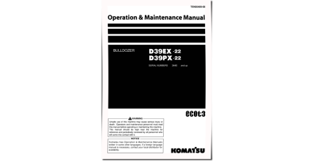 D39EX-22 and D39PX-22 (SN from 03440) Crawler Dozers (Japan) Operate and Maintenance manual (TEN00469-00)