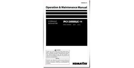 PC138USLC-10 (SN from 40001) Crawler Excavators (Japan) Operate and Maintenance manual (TEN00604-01)
