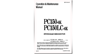 PC150-6K and PC150LC-6K (SN: K32001-34000) Crawler Excavators (UK) Operate and Maintenance manual (UEAD000401)