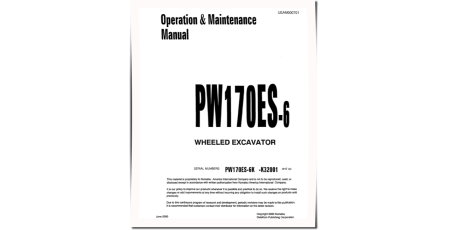 PW170ES-6K (SN: K32001-34000) Wheeled Excavators (USA) Operate and Maintenance manual (UEAD000701)