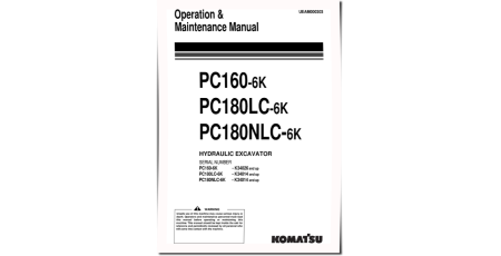 PC160-6K (SN:K34026-), PC180LC-6K, PC180NLC-6K (SN:K34014-) Crawler Excavators Operate and Maintenance manual (UEAM000303)