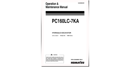 PC160LC-7KA (SN from K40001) Crawler Excavators (UK) Operate and Maintenance manual (UEAM002401)