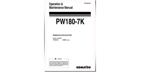 PW180-7K (SN from K40001) Wheeled Excavators (United Kingdom) Operate and Maintenance manual (UEAM004501)