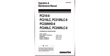 PC210(LC)-8, PC210NLC-8, PC230NHD-8, PC240LC-8, PC240NLC-8 Crawler Excavators Operate and Maintenance manual (UEAM004904)