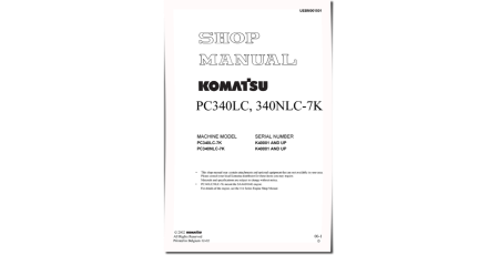 PC340LC-7K and PC340NLC-7K (SN from K40001) Crawler Excavators Workshop Manual (UEBM001501)