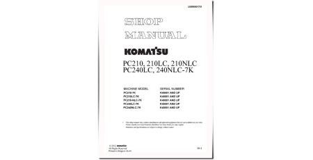 PC210(LC)-7K, PC210NLC-7K, PC240LC-7K and PC240NLC-7K Crawler Excavators (UK) Workshop Manual (UEBM001701)