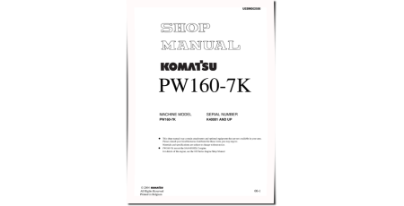 PW160-7K (SN from K40001) Wheeled Excavators (Belgium) Workshop Manual (UEBM002500)