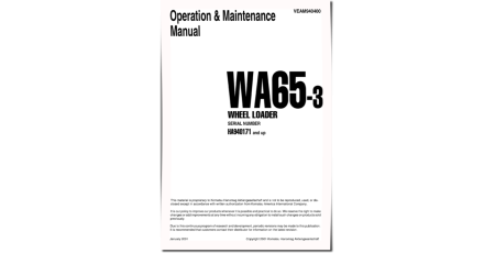 WA65-3 (SN: HA940171-940548) 4WD Wheeled Loaders (Germany) Operate and Maintenance manual (VEAD940400)