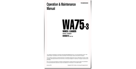 WA75-3 (SN: HA950318-950856) 4WD Wheeled Loaders (Germany) Operate and Maintenance manual (VEAD950400)