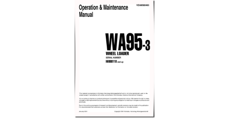 WA95-3 (SN: HA980118-980375) 4WD Wheeled Loaders (Germany) Operate and Maintenance manual (VEAD980400)