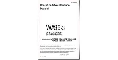 WA95-3 (SN: H20651-20671) 4WD Wheeled Loaders (Germany) Operate and Maintenance manual (VEAD980600)