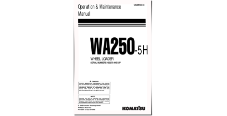 WA250-5-H (SN from H50279) 4WD Wheeled Loaders (Germany) Operate and Maintenance manual (VEAM230101)