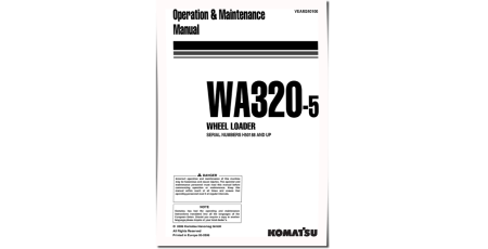 WA320-5H (SN from H50051) 4WD Wheeled Loaders Operate and Maintenance manual (VEAM240100)