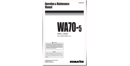 WA70-5 (SN from H50051) 4WD Wheeled Loaders (Germany) Operate and Maintenance manual (VEAM320200)