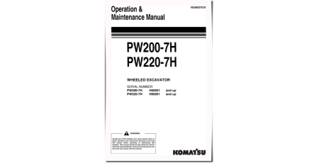 PW200-7 and PW220-7 (SN: H50051-55050) Wheeled Excavators (Germany) Operate and Maintenance manual (VEAM370101)