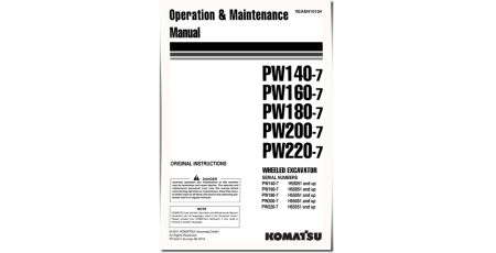 PW140-7, PW160-7, PW180-7, PW200-7, PW220-7 (SN:H55051-) Wheeled Excavators (EU) Operate and Maintenance manual (VEAM410104)