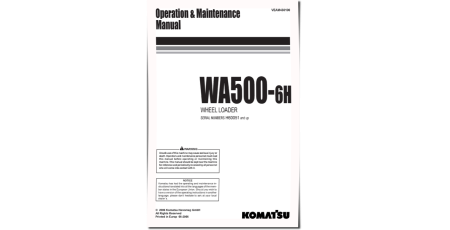 WA500-6H (SN from H60051) 4WD Wheeled Loaders Operate and Maintenance manual (VEAM430100)