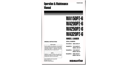 WA150PZ-6, WA200PZ-6, WA250PZ-6 and WA320PZ-6 4WD Wheeled Loaders (Germany) Operate and Maintenance manual (VEAM610200)