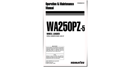 WA250PZ-5 (SN from H50051) 4WD Wheeled Loaders (Germany) Operate and Maintenance manual (VEAM945101)