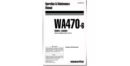 WA470-6 (SN from H50051) 4WD Wheeled Loaders (Germany) Operate and Maintenance manual (VEAM946102)