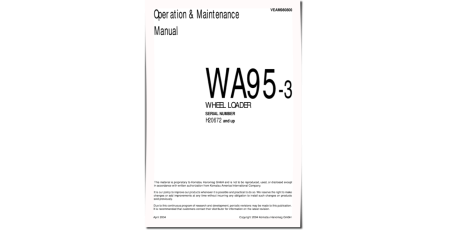 WA95-3 (SN: H20672-99999) 4WD Wheeled Loaders (Germany) Operate and Maintenance manual (VEAM980800)