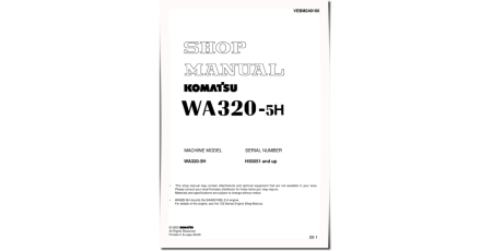 WA320-5H (SN from H50051) 4WD Wheeled Loaders (Europe) Workshop Manual (VEBM240100)
