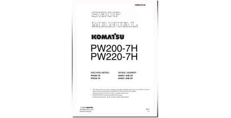 PW200-7 (SN: H50051-55050), PW220-7 (SN: H50051-65050) Wheeled Excavators (Germany) Workshop Manual (VEBM370100)